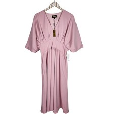 ALEXIA ADMOR August Draped Dress Womens 12 Blush Pink Kimono Midi Fit & Flare