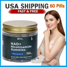 NAD+ Supplement 750mg, Anti-Aging Energy Focus Nicotinamide Riboside Resveratrol