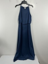 womans gap sleeveless Maxi Dress XSP Blue Round Neck