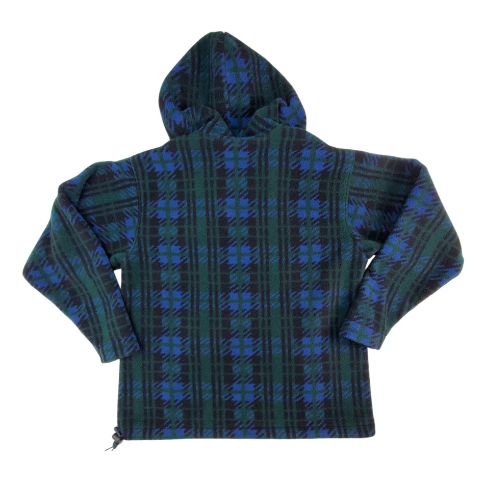 Vintage LL Bean Womens 1/4 Snap Hooded Fleece Pullover Size Medium Green - Image 2 of 4