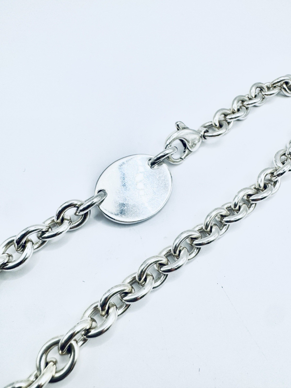 Tiffany & Co. Sterling Silver "Return to" Oval Charm Necklace w/ Lobster Clasp