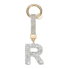 Initial Keychain for Women, Cute Sparkly Rhinestone Key Chains White Letter R