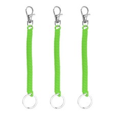 Retractable Coil Keychain W Metal Lobster Clasp, 6.7", Dark Green  3 Pcs 