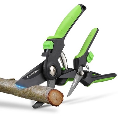 CRAFTZONE Garden Pruning Shears 2 8 inches, 6.25 Green-black-silver