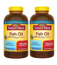 2 Nature Made Omega-3 Fish Oil 1200mg 300 Softgels 360mg Heart Health