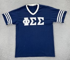 Vintage Augusta Sportswear Large Blue V Neck T Shirt Made In USA Phi Sigma Sigma