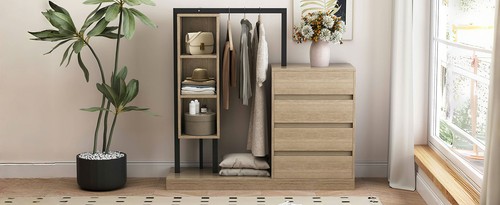Armadio guardaroba armadio rack portaoggetti organizer con 4 cassetti + 3 ripiani - Foto 11 di 15