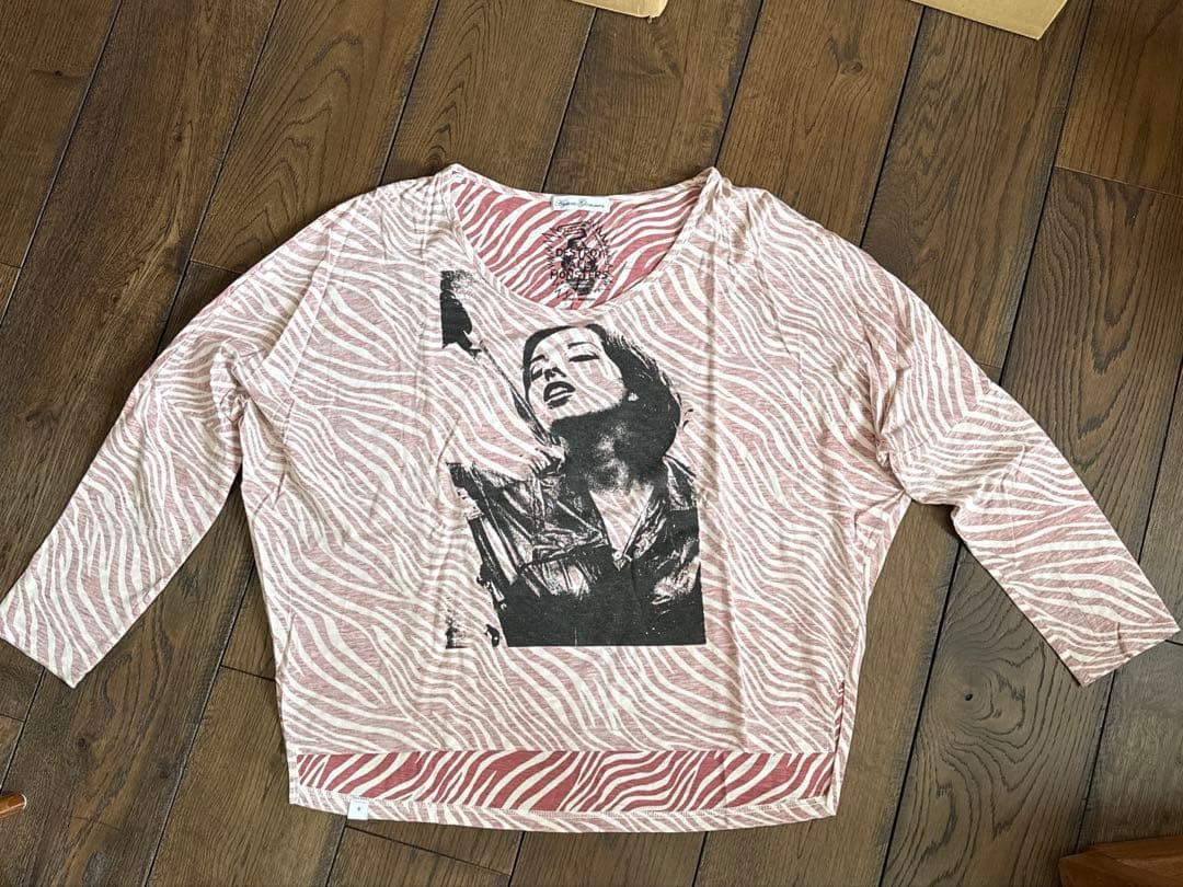 Hysteric Glamour Zebra Print Long Sleeve T-Shirt Pink 1975 Lyrics Free Size