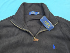 Polo Ralph Lauren Quarter Zip Sweater Sz L Black Blue Pony Classic Preppy Casual