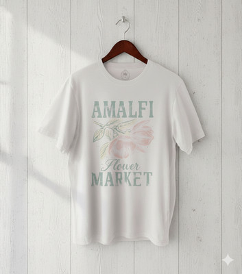 Amalfi Flower Market Vintage Floral Graphic White Unisex T-Shirt - S026
