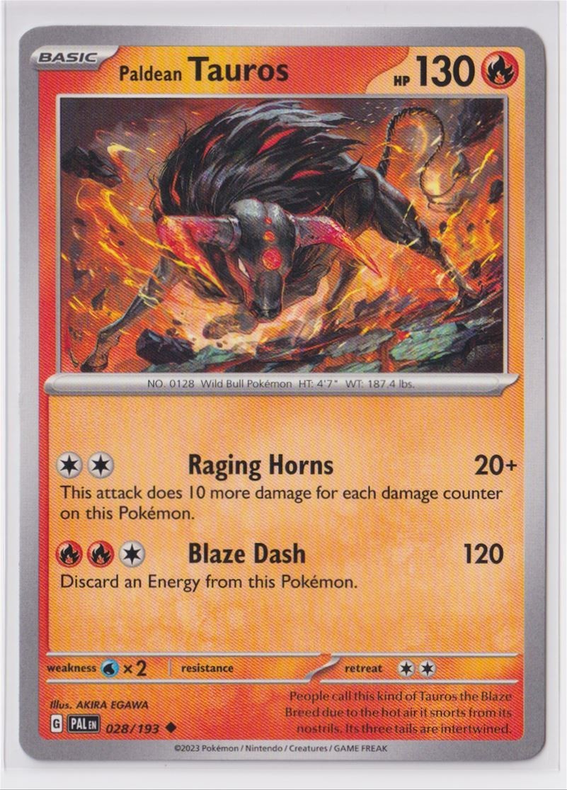 Pokemon Scarlet and Violet Paldea Evolved - 028/193 Paldean Tauros Uncommon Card
