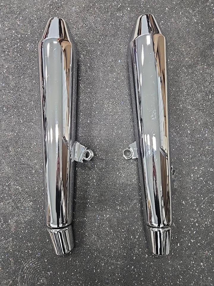 Conjunto de silenciador 2008-2015 Triumph Thruxton 900 fabricante de equipamento original C4 LH RH cromado - Imagem 2 de 4