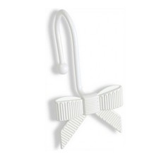12 Pack Shower Curtain Hooks White Bow Metal Rust Proof Decorative Rings