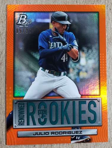 Julio Rodriguez [Orange] #RR-17 2022 Bowman Platinum Renowned Rookies card