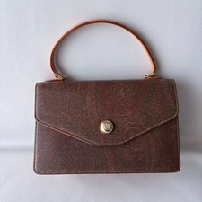 ETRO Paisley Pattern Leather Tote Handbag Dar...