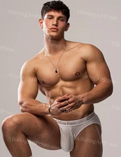 Male Model Photo Print Muscular Handsome Shirtless Hunk Abs -697E