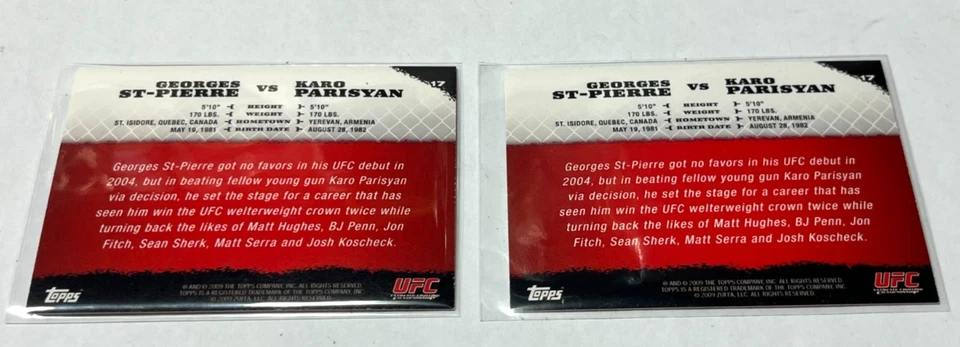2009 Topps UFC Round 1 Georges St-Pierre vs Karo Parisyan #17 Rookie RC - Image 2 of 2