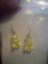 Yellow Glitter Teddy Bear Earrings