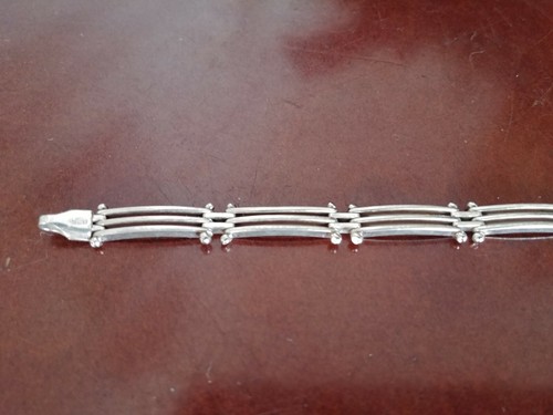 Womans Genuine 925 Sterling Silver Bar Link Chain Bracelet Wrist Bangle Wrap 7.5 - Picture 6 of 12