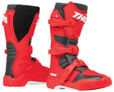 THOR "BLITZ XR" MOTORCYCLE BOOTS MX MOTOCROSS SHIN PLATE RED/CHARCOAL MENS SZ 8