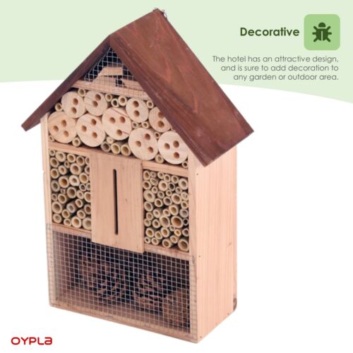 NEW Wooden Stick Bee Wildlife Insect Hotel House Garden Nest Shelter Box Habitat - Picture 5 of 9