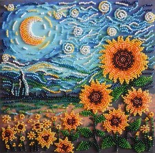 Sunflowers Bead Embroidery Kit   DIY Handmade Beading Craft Set  A Perfect Gift