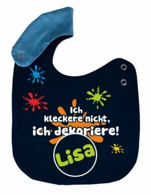 KLEINER FRATZ Größenverstellbares Baby Lätzchen Ich kleckere nicht personalisiert mit Namen