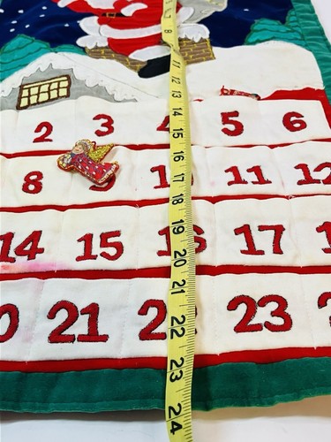 Vtg 90s Pockets Fabric Advent Calendar Santa - Picture 9 of 11