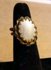 Vintage Czech White Glass Ring, 1930's  48 
