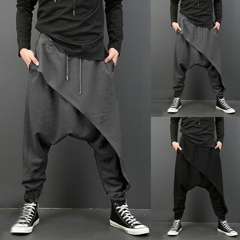 Men's Casual Harem Baggy Drop Crotch Trousers Hip Hop Dance Hippy