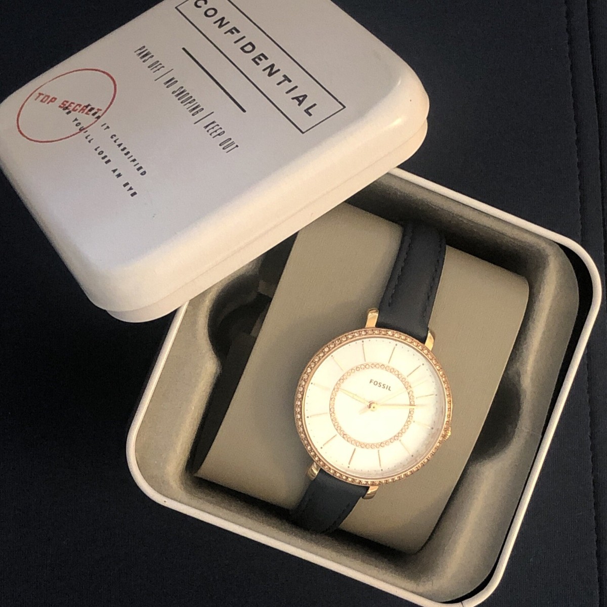 Fossil Women's Jocelyn Blue Leather Strap Watch 36mm ES4456