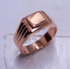 Signet Copper ring, Pure Copper Square ring, Copper ring Woman Men's Jewelry HL8