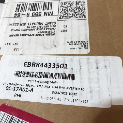 EBR84433501 New OEM Genuine LG MAIN REFRIGERATOR PCB CONTROL BOARD (R2)