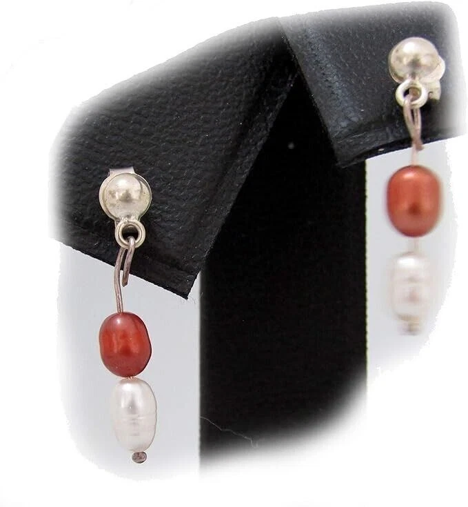 Orecchini in argento 925 con perle di mangrovie naturali - Immagine 2 di 4