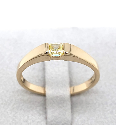 Ring 585/yellow gold with 1 diamond approx. 0.11 ct fancy light yellow/VS