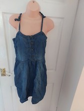 F&F denim chambray strappy summer Beach boho dress 8