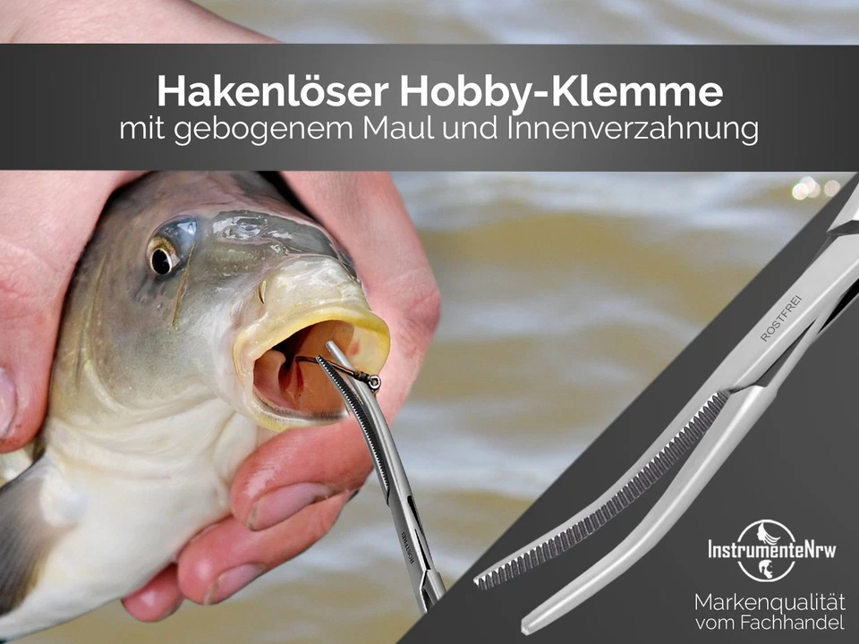 Profi Angelsport Hakenlöser Hakenlösezange Lösezange Klemme Gebogen Edelstahl - Bild 2 von 4