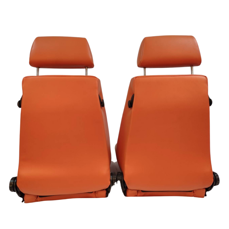 Orange Razor Seats PAIR OF Used AUTHENTIC RECARO LX Orange Leather Solid Headrest seats ...