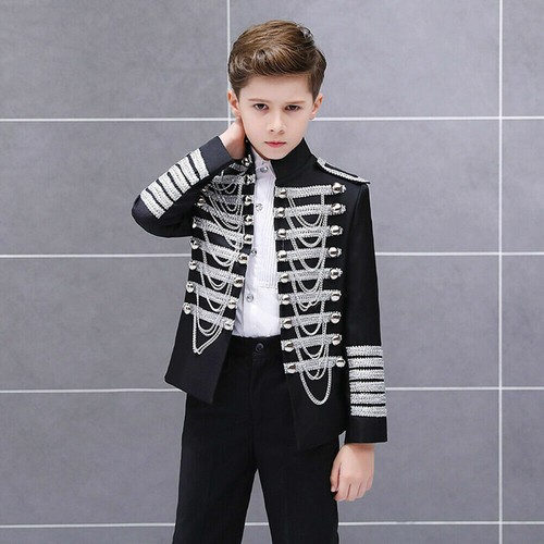 Giacca Ussaro Ragazzi Bambini Bambini Tuta Danza Spettacolo Danza Costume Batterista Blazer - Foto 13 di 14