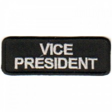 Motorcycle Biker Vest Jacket Patch - Black Vice President 3x1" Patch USA MADE