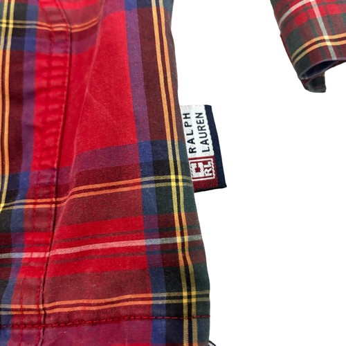 Vintage Chaps Ralph Lauren Anorak Pullover Jacket Red Plaid Large Royal Stewart - Picture 6 of 12