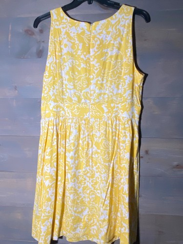 Perceptions New York Dress Sz. 16 Sleevless Yellow White Sun dress Stones Zip - Picture 4 of 13
