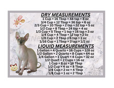 Sphynx Cat Measuring Chart Magnet Kitchen Baking Guide
