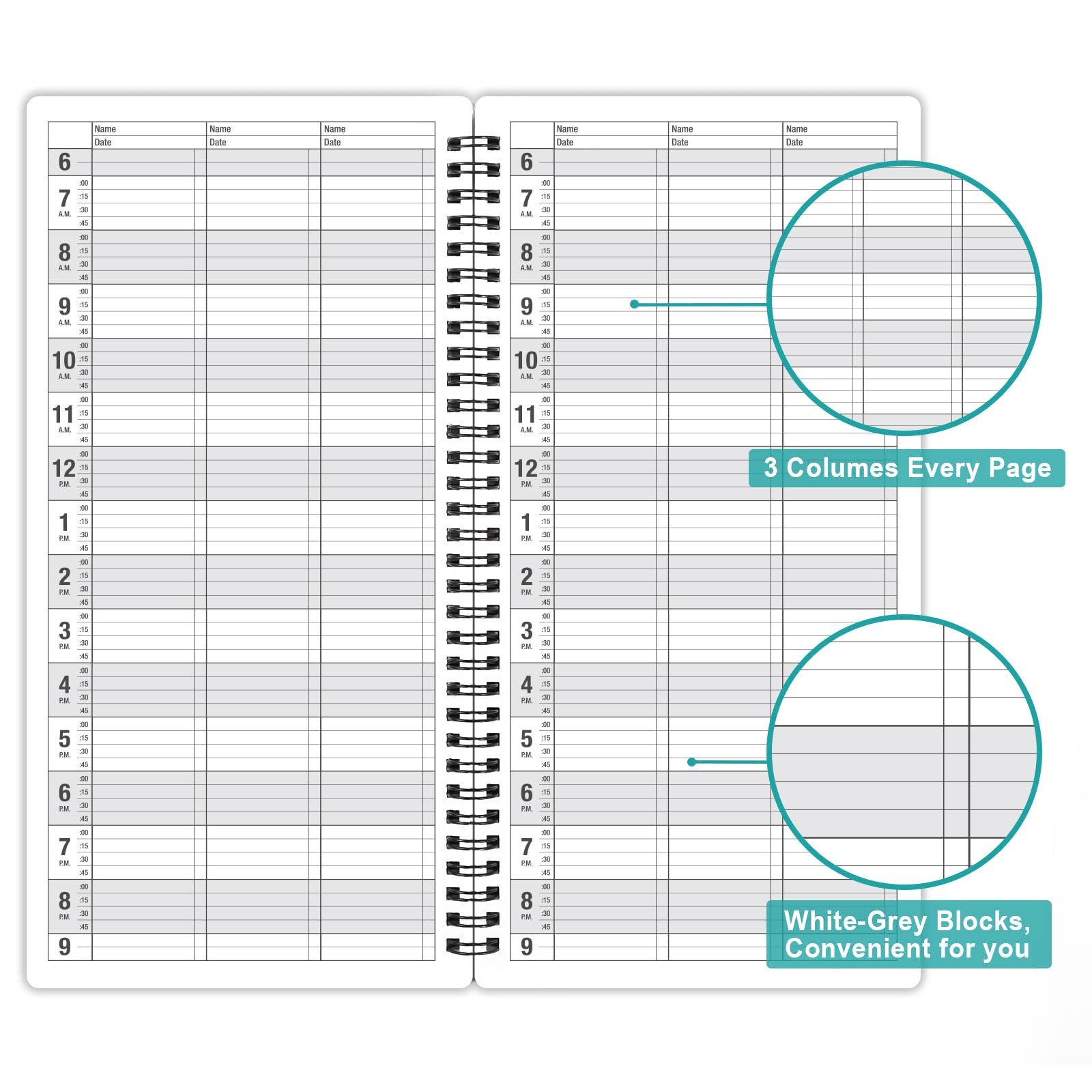 Appointment Book – Undated Salon Appointment Book, Daily＆Hourly Schedule Book...
