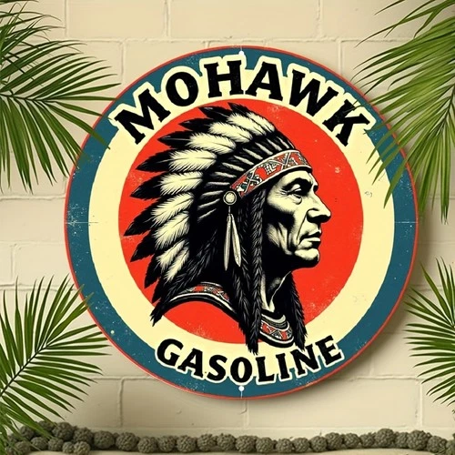 Vintage Indian Design Round Garage Tin Metal Signs Home Décor Wall Art 8x8