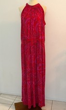 Michael Kors 3X Red Pink Abstract Print Halter Maxi Dress