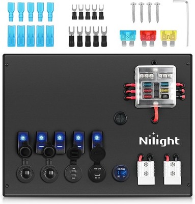 Nilight 12V/24V Camping Electrical System Centre Battery Power Control Box Fuse