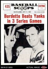 1961 Nu-Card Scoops #435 Lew Burdette Beats Yanks in 3 Series Games 8 - NM/MT