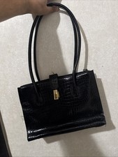 ETIENNE AIGNER Black Croc Embossed Leather To...