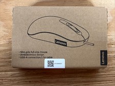Lenovo 100 USB-A Wired Computer Mouse Model SM-1035 Slim Grip - Ambidextrous